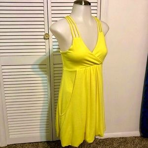 NWOT Yellow strappy bubble skirt dress